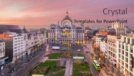  Presentation with belgium - Colorful slide set enhanced with antwerp-belgium-cityscape-from-above backdrop and a coral colored foreground