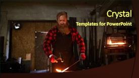  Presentation with hot metal - Presentation theme with anvil and forging hot molten background and a wine colored foreground