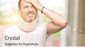  Presentation with neck femur - PPT theme featuring overwhellmed - injured senior man using background and a lemonade colored foreground