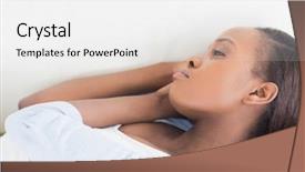  Presentation with black woman at gas station - Theme having anxiety depression - black woman lying on back background and a white colored foreground