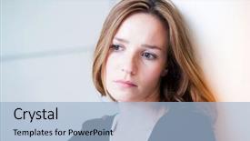  Presentation with living room - PPT theme having anxiety depression - depressed sad woman background and a light blue colored foreground