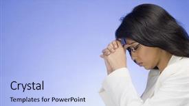  Presentation with anxiety - Presentation theme with anxiety depression - frustrated businesswoman with her head background and a light blue colored foreground