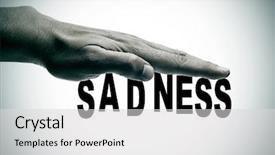  Presentation with black hand - Amazing theme having anxiety depression - man hand and the sentence backdrop and a light gray colored foreground