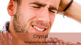  Presentation with anxiety - Amazing PPT theme having anxiety depression - young man in agony backdrop and a  colored foreground