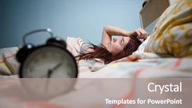  Presentation with insomnia - Beautiful PPT layouts featuring anxiety disorder - woman with insomnia touching her backdrop and a coral colored foreground