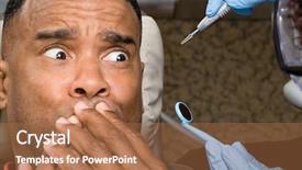  Presentation with mouth - Beautiful slide deck featuring anxiety fear dental - man covering mouth backdrop and a coral colored foreground