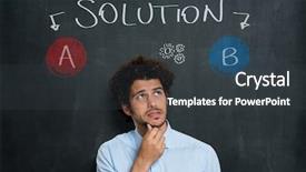  Presentation with solutions business - Colorful PPT layouts enhanced with anxious business man thinking backdrop and a dark gray colored foreground