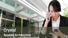  Presentation with sms - Beautiful presentation theme featuring anxious business woman phone someone and reading sms outside of office backdrop and a tawny brown colored foreground