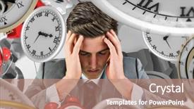  Presentation with black gold border vignette - PPT theme enhanced with anxious businessman against grey vignette background and a  colored foreground