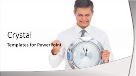  Presentation with clock genes - Slides featuring anxious businessman holding and looking background and a white colored foreground