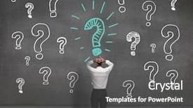  Presentation with question marks - Amazing presentation having anxious businessman looking backdrop and a dark gray colored foreground