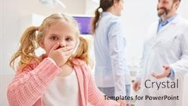  Presentation with closed - PPT theme consisting of anxious-child-at-the-dentist background and a lemonade colored foreground