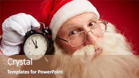  Presentation with alarm - Cool new PPT theme with anxious santa holding alarm clock backdrop and a coral colored foreground