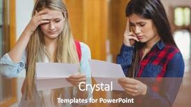  Presentation with university - Colorful PPT theme enhanced with anxious students looking at results backdrop and a coral colored foreground