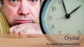  Presentation with happy sad face man - Slides featuring anxious times - alarm clock and a sad background and a coral colored foreground