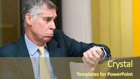  Presentation with apple watch s4 - Slide set with anxious times - bored businessman taking a look background and a tawny brown colored foreground