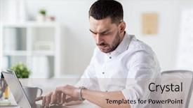  Presentation with technology - Slide set enhanced with anxious times - business people deadline time background and a coral colored foreground