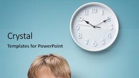  Presentation with clock - Slide deck with anxious times - young boy looking up background and a light blue colored foreground