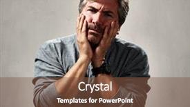  Presentation with unhappy women - Presentation theme consisting of anxious unhappy mature man portrait background and a  colored foreground