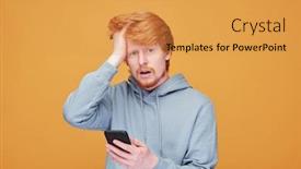  Presentation with breaking news - Presentation theme enhanced with anxious-young-man-with-red background and a yellow colored foreground