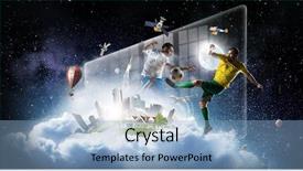  Presentation with game - Beautiful presentation theme featuring any place anytime game mixed backdrop and a light blue colored foreground