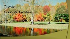  Presentation with bright - Colorful presentation theme enhanced with autum reflections on a bright backdrop and a yellow colored foreground