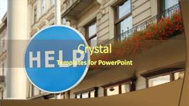  Presentation with questions - Presentation theme with frequently asked questions - text help on road sign background and a tawny brown colored foreground