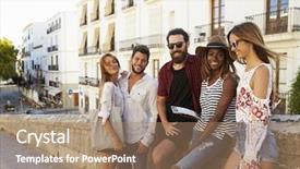  Presentation with vacation - Slides featuring aoll free - five friends on vacation background and a coral colored foreground