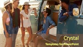  Presentation with road trip - Beautiful presentation theme featuring aoll free - friends on a road trip backdrop and a tawny brown colored foreground