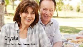  Presentation with senior couple - Slide set featuring aoll free - senior couple sitting at picnic background and a soft green colored foreground