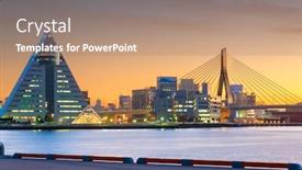  Presentation with city japan - Theme having aomori-city-japan-downtown-cityscape background and a coral colored foreground