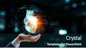  Presentation with hands heart - Presentation design consisting of aorta - man hands on laptop background and a navy blue colored foreground