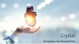  Presentation with hands heart - Cool new slide deck with aorta - man hands showing anatomical heart backdrop and a light blue colored foreground