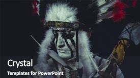  Presentation with american indian - Amazing PPT layouts having feather headdress and traditional war backdrop and a dark gray colored foreground