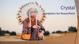  Presentation with american indian - Cool new presentation theme with american indian girl sitting backdrop and a sky blue colored foreground