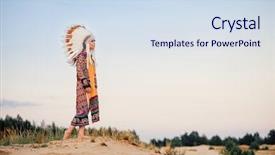  Presentation with american indian - Presentation theme having cherokee - american indian woman against mountain background and a sky blue colored foreground