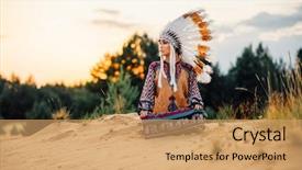  Presentation with american indian - Audience pleasing PPT layouts consisting of cherokee - american indian woman sitting backdrop and a coral colored foreground