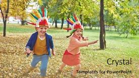  Presentation with indian - Audience pleasing PPT theme consisting of cherokee - cute girl and boy backdrop and a yellow colored foreground