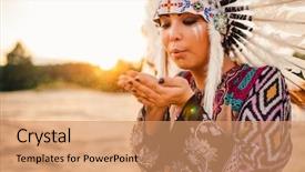  Presentation with sand play - Audience pleasing PPT theme consisting of cherokee - female american indian play backdrop and a coral colored foreground