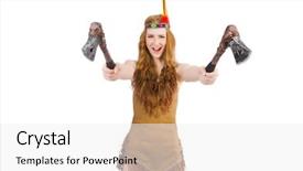  Presentation with indian woman bridal face - Colorful theme enhanced with cherokee - indian woman with axes backdrop and a white colored foreground