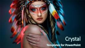  Presentation with american indian - PPT theme with costume native american indian background and a navy blue colored foreground