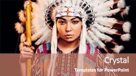  Presentation with american indian - Slide deck enhanced with aboriginal culture - portrait of young american indian background and a coral colored foreground