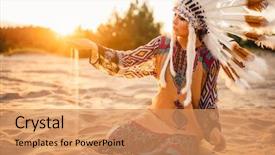  Presentation with aboriginal - Slides having aboriginal culture - woman in suit of american background and a coral colored foreground