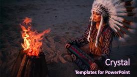  Presentation with american indian - Colorful slide set enhanced with young american indian woman backdrop and a wine colored foreground