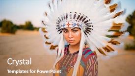  Presentation with american indian - Colorful slides enhanced with aboriginal culture - young american indian woman backdrop and a coral colored foreground