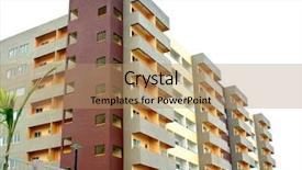  Presentation with apartment - Audience pleasing slides consisting of apartment building - colorful new condominium backdrop and a coral colored foreground