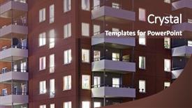  Presentation with apartment - PPT theme consisting of apartment building at night time background and a tawny brown colored foreground