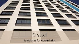  Presentation with highrise building - Presentation theme having apartment building exterior apartment complex background and a soft green colored foreground