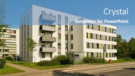  Presentation with bus stop - PPT layouts consisting of apartment-building-in-a-prefabricated background and a teal colored foreground