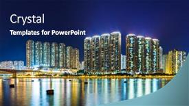  Presentation with apartment - Slides enhanced with apartment-building-in-hong-kong background and a navy blue colored foreground